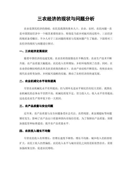 三农经济的现状与问题分析