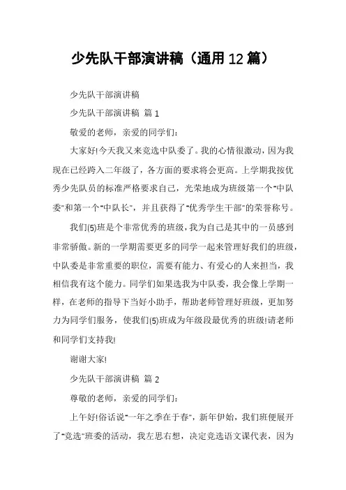 少先队干部演讲稿(通用12篇)