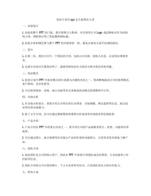 创业计划书ppt怎么做要怎么讲