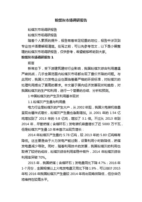 粉煤灰市场调研报告