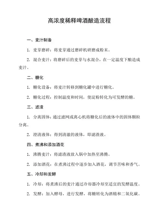 高浓度稀释啤酒的酿造流程