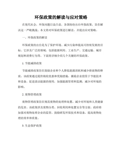 环保政策的解读与应对策略