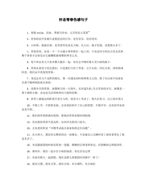 怀念青春伤感句子