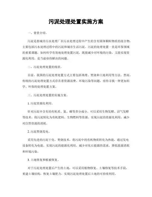 污泥处理处置实施方案