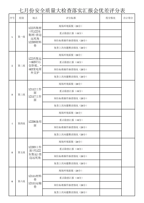 2014年安全质量大检查分组表