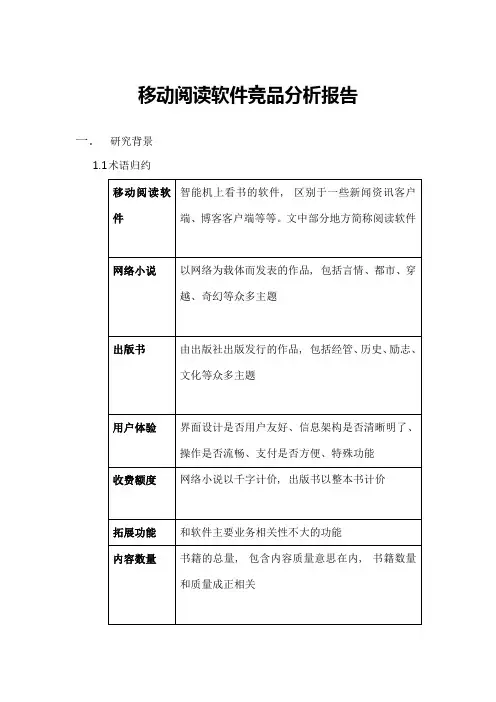 移动阅读软件竞品分析报告1