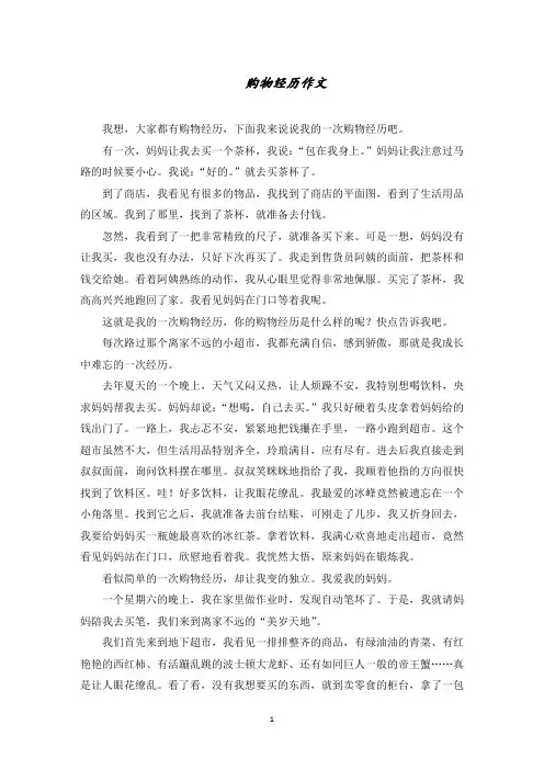 购物经历作文范文精选