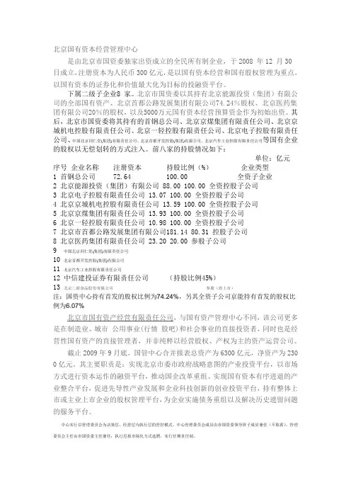 北京国有资本经营管理中心简介