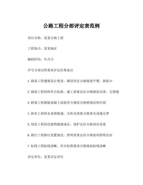 公路工程分部评定表范例