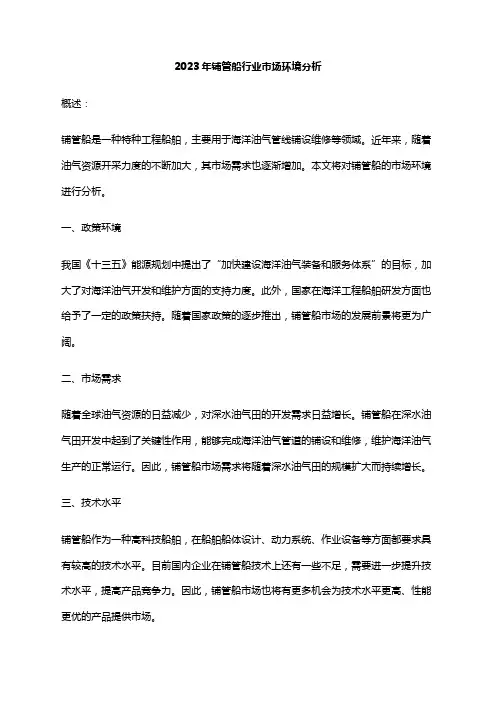 2023年铺管船行业市场环境分析