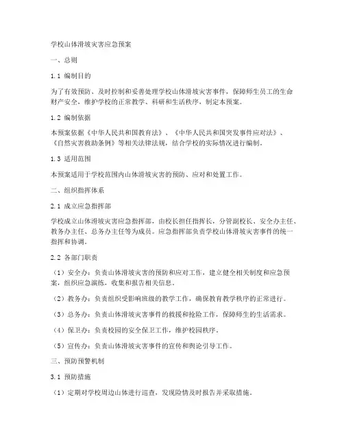 学校山体滑坡灾害应急预案