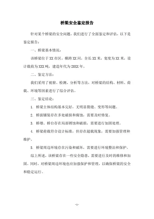 桥梁安全鉴定报告