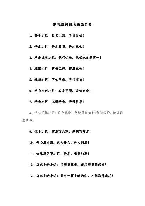 霸气班级组名激励口号（2篇）
