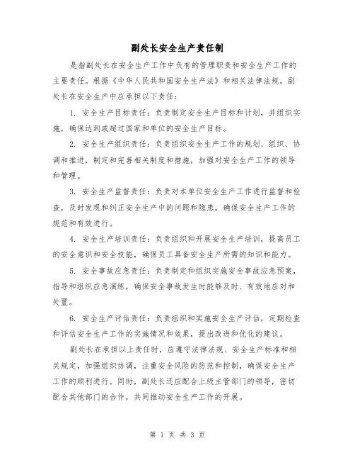 副处长安全生产责任制（三篇）