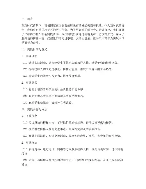 榜样力量社会实践报告