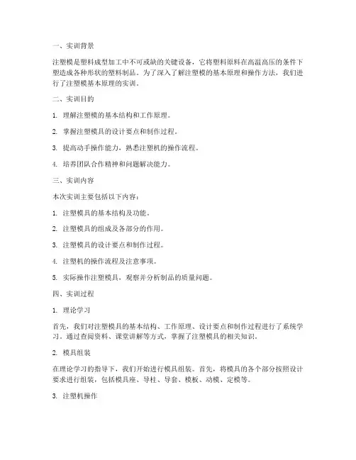 注塑模基本原理实训报告