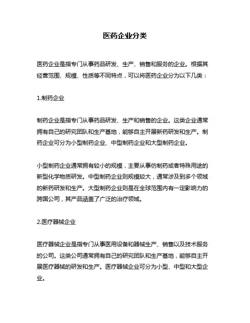医药企业分类