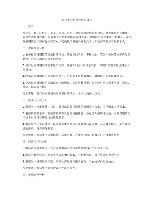 铜箔生产可行性研究报告