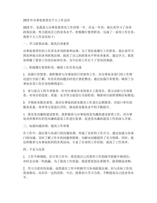 办事处督查室个人工作总结