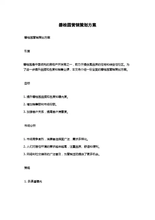 碧桂园营销策划方案