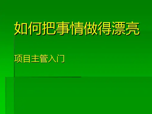 如何把事情做漂亮主管入门教程
