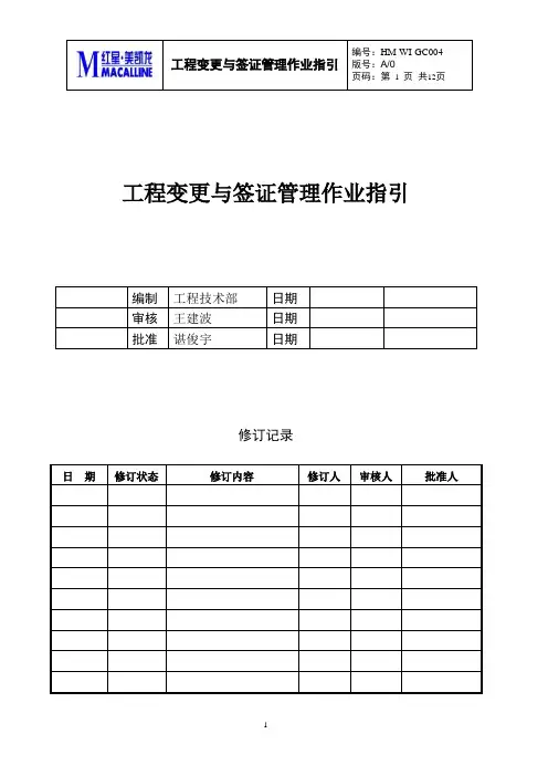 (现场管理)HMWIGC工程变更与签证管理作业指引(第二版)