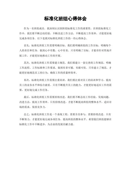 标准化班组心得体会