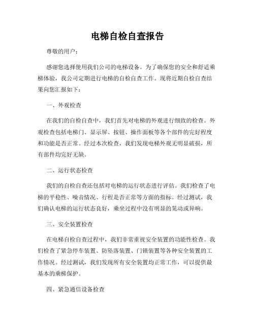 电梯自检自查报告