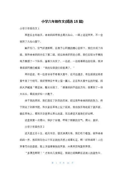 小学六年级作文(精选15篇)