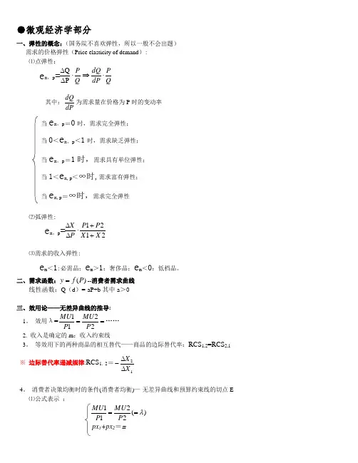 微观经济学公式汇总