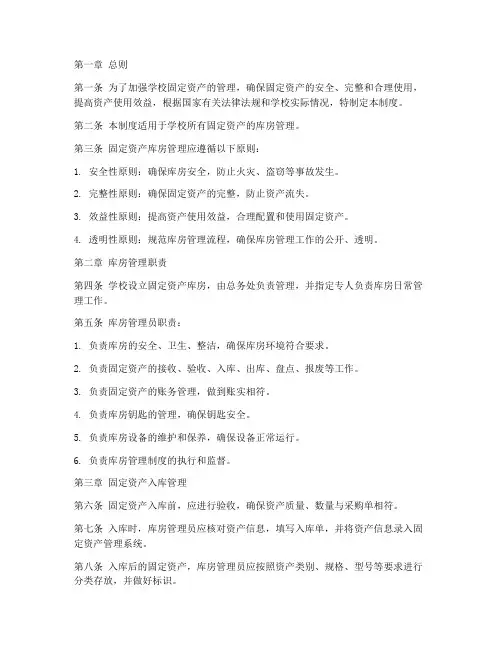学校固定资产库房管理制度