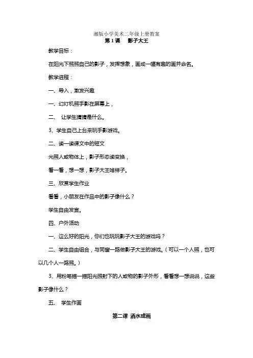 湘教版小学美术二年级上册全册教案