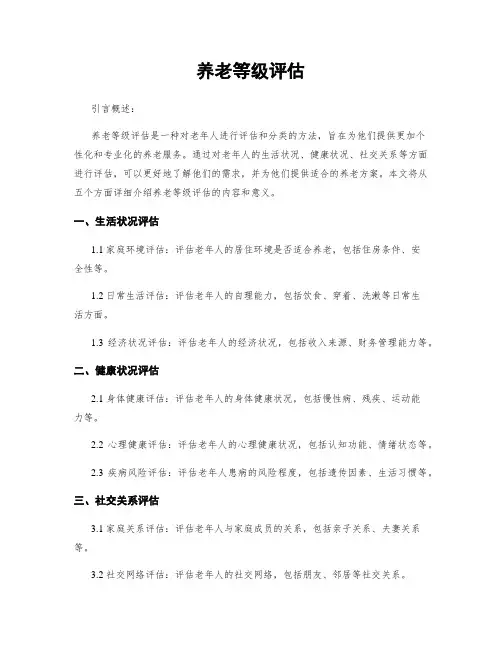 养老等级评估