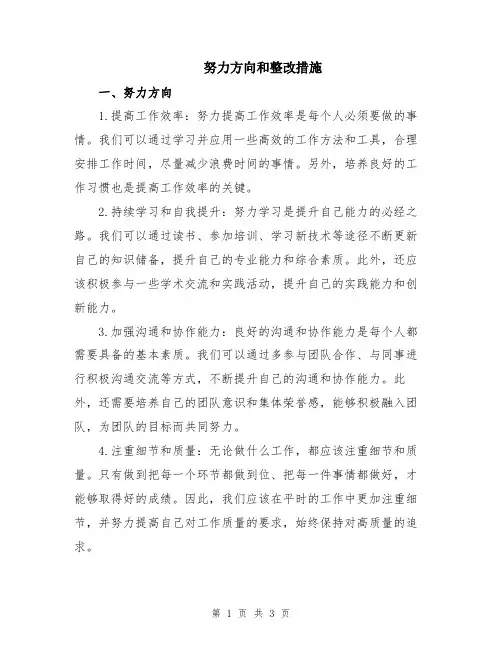 努力方向和整改措施