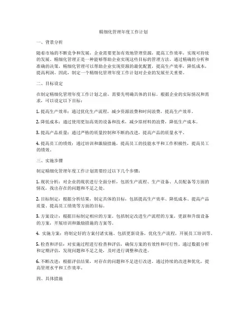精细化管理年度工作计划
