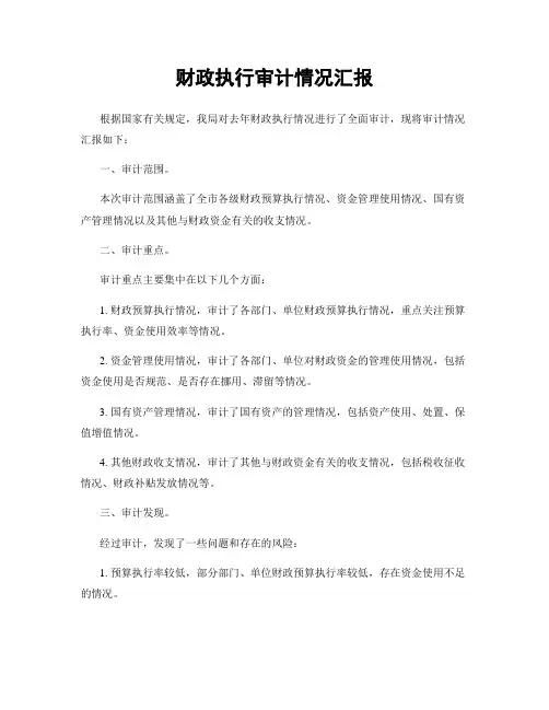 财政执行审计情况汇报