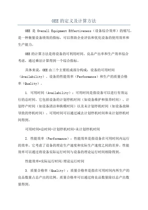 OEE的定义及计算方法