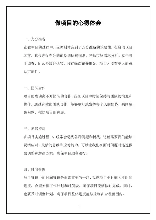 做项目的心得体会
