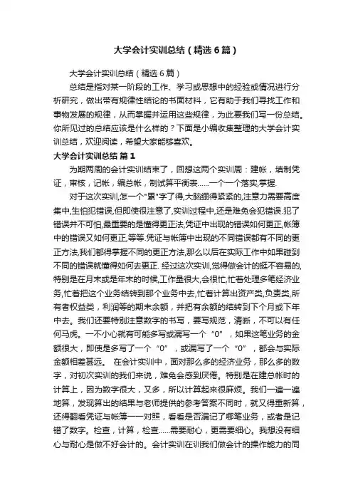 大学会计实训总结（精选6篇）