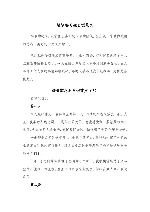 培训实习生日记范文（2篇）