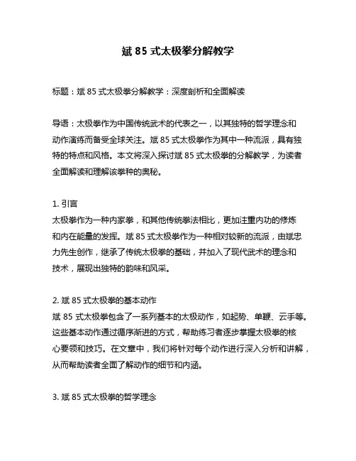 斌85式太极拳分解教学