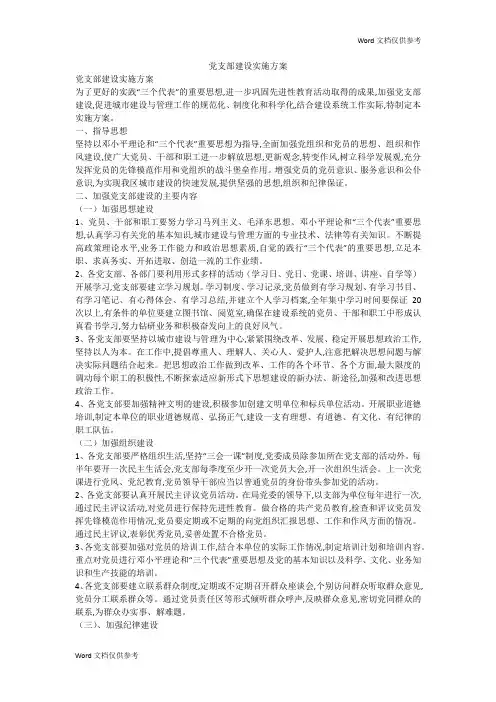党支部建设实施方案