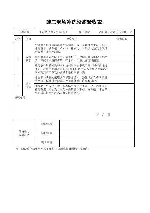 施工现场冲洗设施验收表