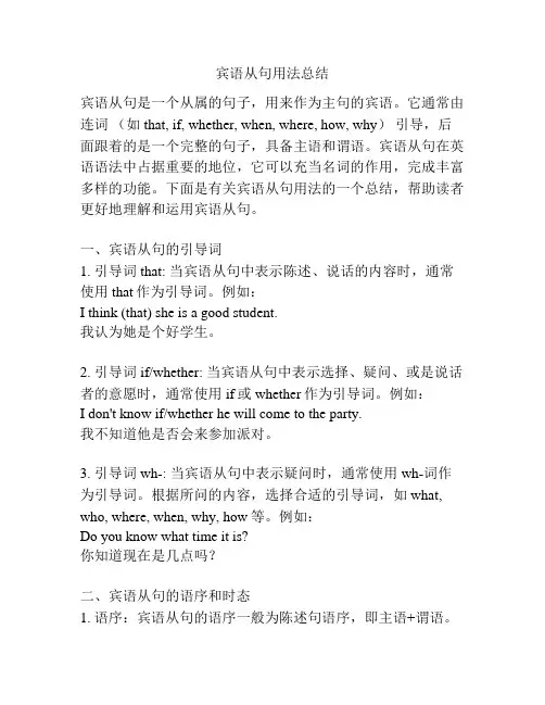 宾语从句用法总结