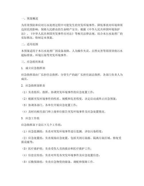 污水处理突发环境应急预案