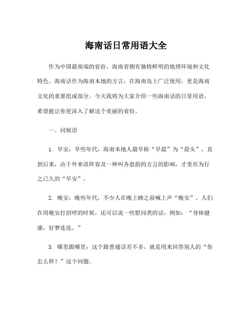 海南话日常用语大全