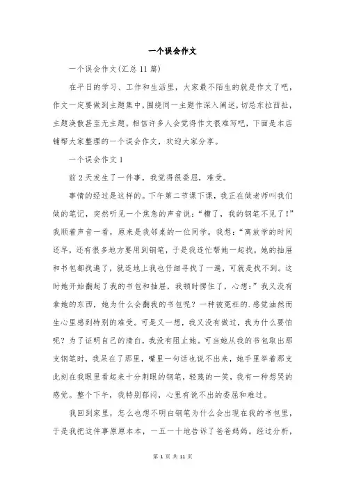 一个误会作文