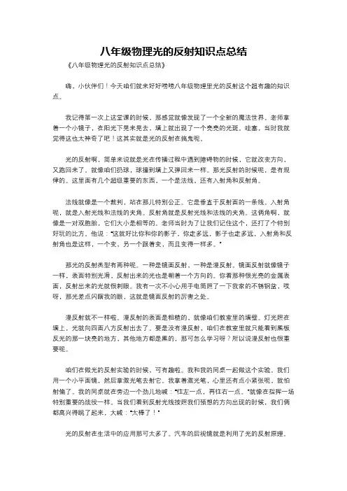 八年级物理光的反射知识点总结