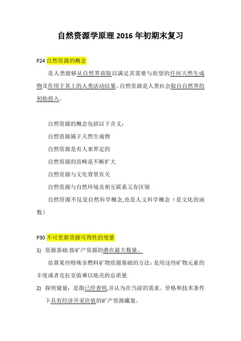 2016期末复习—自然资源学