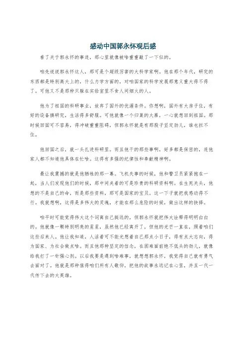 感动中国郭永怀观后感